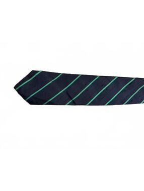 Vtg Rooster Lord & Taylor 100% Silk Tie Navy Blue Green Repp Stripe Preppy Ivy